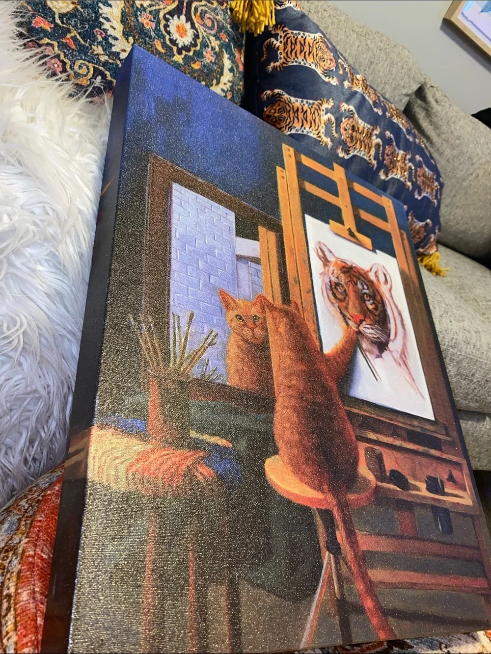 Orange Cat Painting Canvas Print by